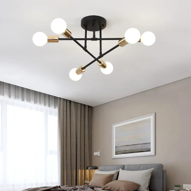 Moderne Créatif LED Plafonnier Lustre Spoutnik Lumière Semi-intégré Nordique Décor À La Maison Luminaires pour Chambre Salon - vue 4 sur 14