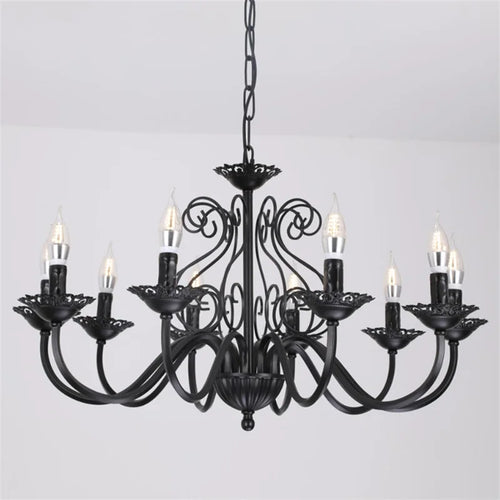 lustre rétro en fer forgé style campagnard américain pour décoration intérieure - vue 7 sur 12