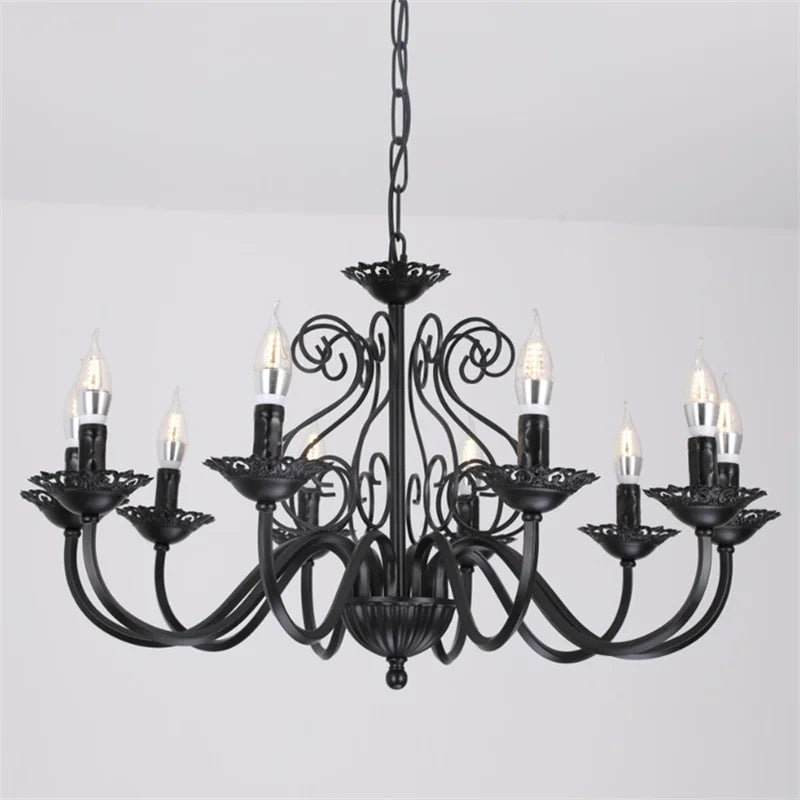 lustre rétro en fer forgé style campagnard américain pour décoration intérieure - vue 6 sur 12