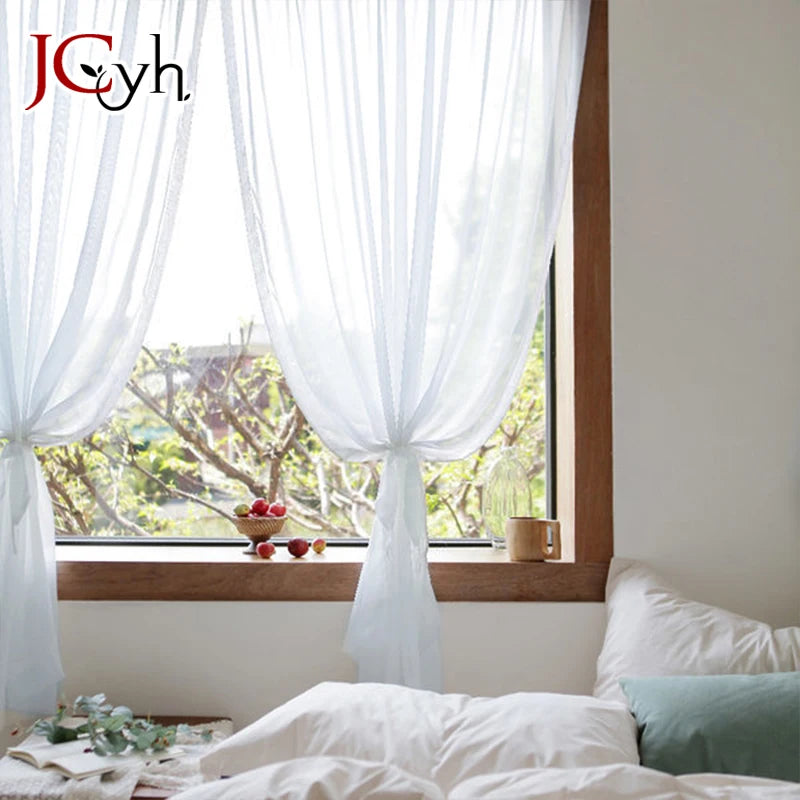 Voilage organza froissé long pour salon chambre fenêtre - vue 5 sur 7