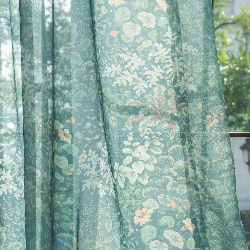 Rideau moderne translucide motif feuilles pour salon chambre - vue 8 sur 8