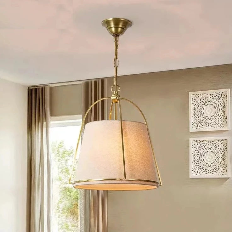 Lustre Américain Simple en tissu et métal style minimaliste - vue 4 sur 6