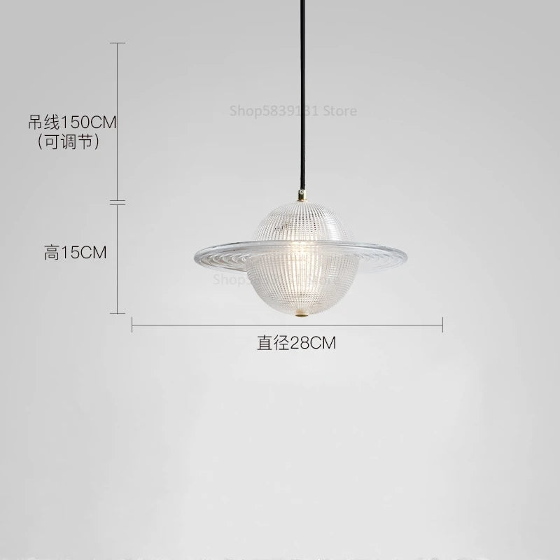lustre moderne en verre style nordique soucoupe volante led - vue 10 sur 10