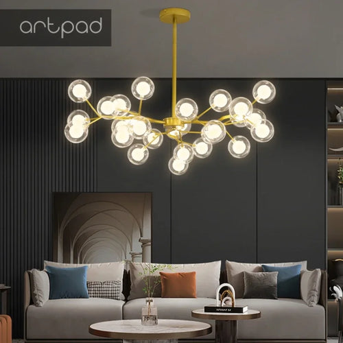 plafonnier en verre branches de luciole design moderne et élégant - vue 3 sur 11
