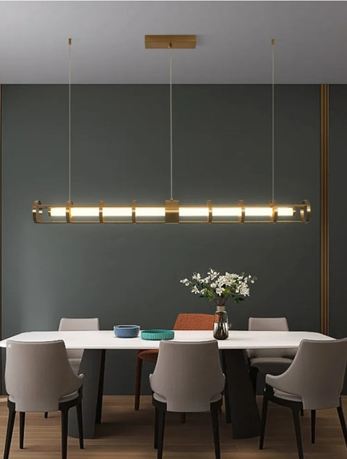 lustre moderne en acier inoxydable avec led et acrylique creux - vue 2 sur 7