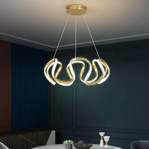 suspension moderne nordique led torsadée lustre personnalisé ins luminaire - vue 2 sur 10