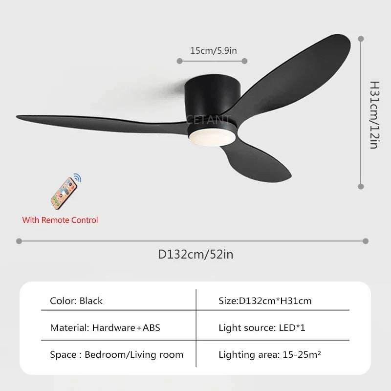 plafonnier ventilateur lumineux avec télécommande design nordique - vue 10 sur 11