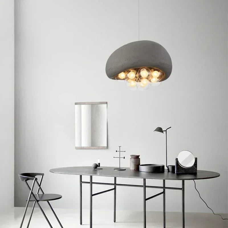 lustre suspendu minimaliste style wabi sabi avec éclairage led - vue 6 sur 12