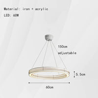 lustre art déco 	 style avec anneau luminaires suspendus fil réglable