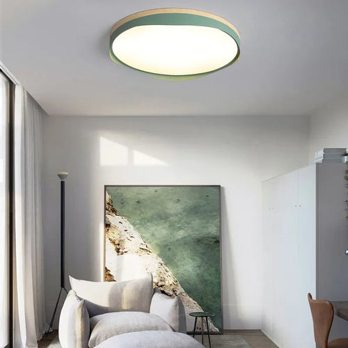 Plafonnier LED nordique moderne Macaron rond rond bord géométrique plafonniers salon chambre Luminaire décoratif d'intérieur - vue 5 sur 18