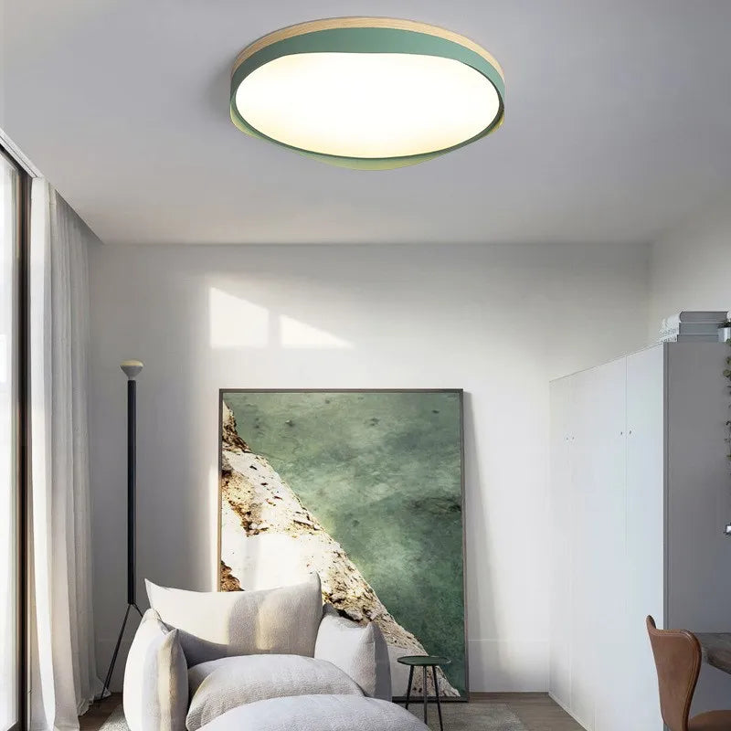 Plafonnier LED nordique moderne Macaron rond rond bord géométrique plafonniers salon chambre Luminaire décoratif d'intérieur - vue 5 sur 18