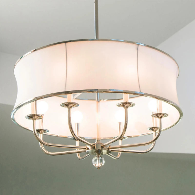 lustre Style américain tout cuivre Simple créatif tissu abat-jour - vue 4 sur 9