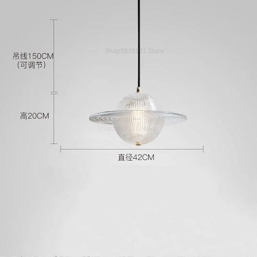 lustre moderne en verre style nordique soucoupe volante led - vue 9 sur 10