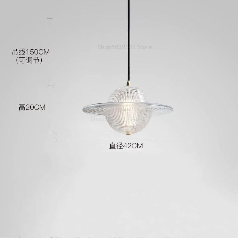 lustre moderne en verre style nordique soucoupe volante led - vue 8 sur 10