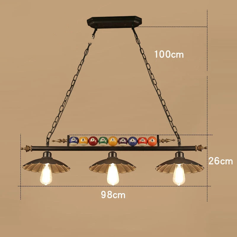 lustre vintage industriel en forme de boule de billard avec abat-jour en verre - vue 8 sur 9