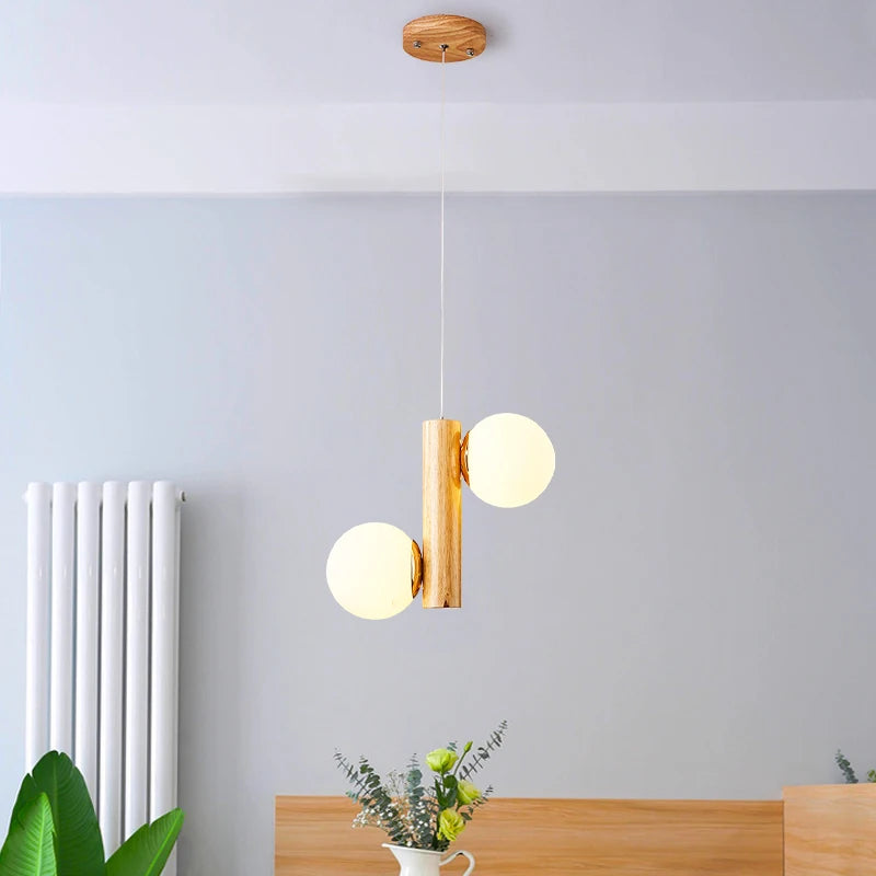suspension en bois et verre pour restaurant moderne et créatif - vue 3 sur 10