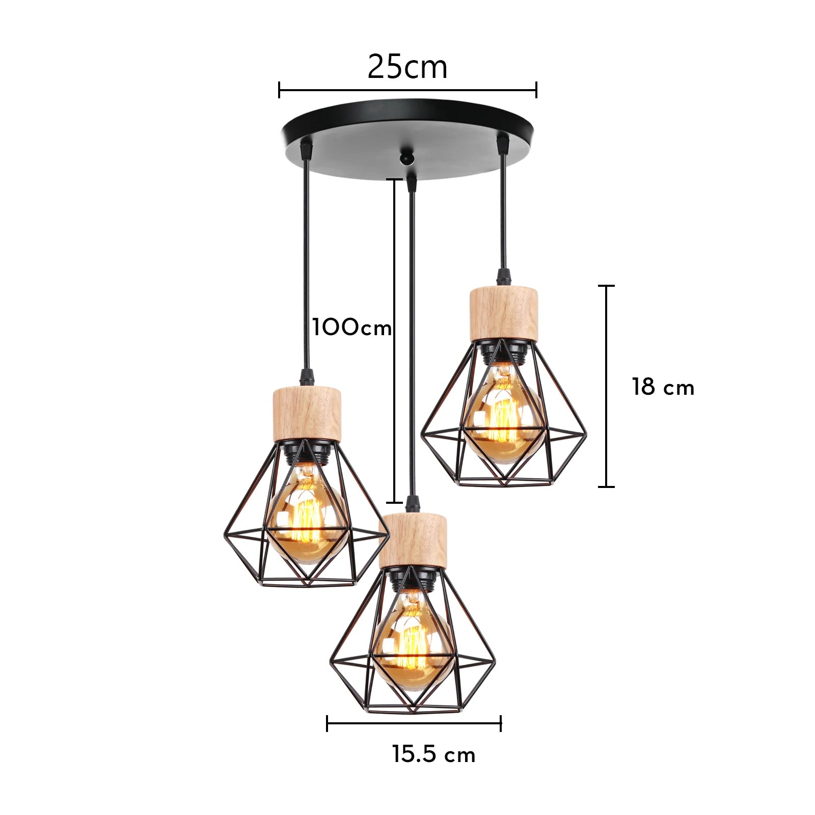 suspension vintage en bois luminaire led suspendu - vue 13 sur 14