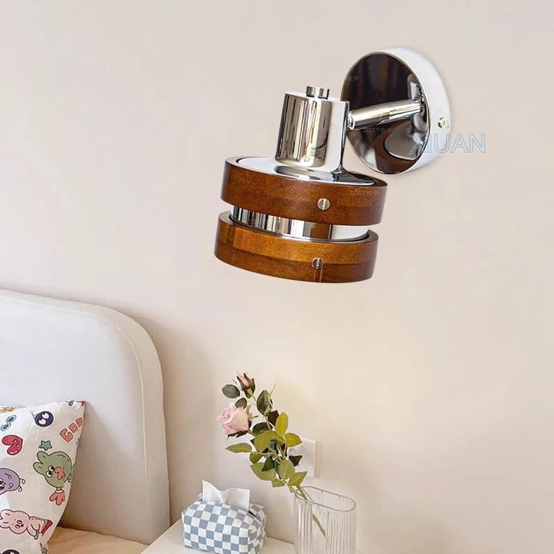 applique murale led bauhaus bois rétro pour lecture - vue 3 sur 8