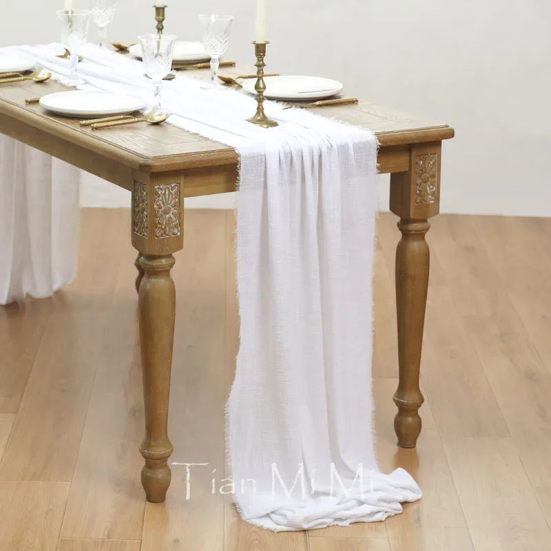 Chemin de table coton gaze style vintage mariage - vue 12 sur 29