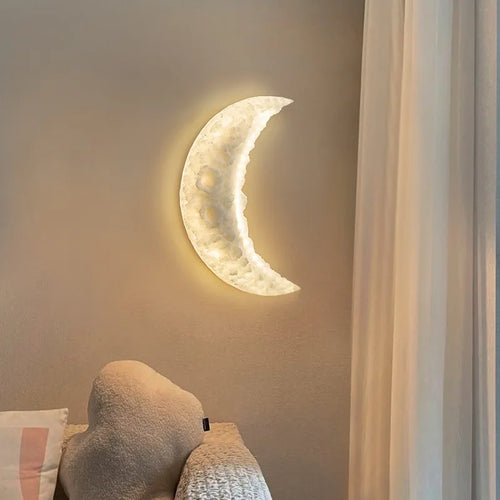 applique murale en croissant de lune en résine gravée pour éclairage décoratif - vue 5 sur 8