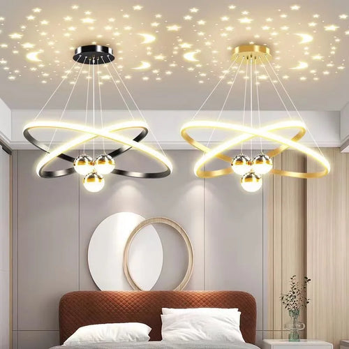 Lustre led anneaux circulaires étoile homedero - vue 4 sur 6