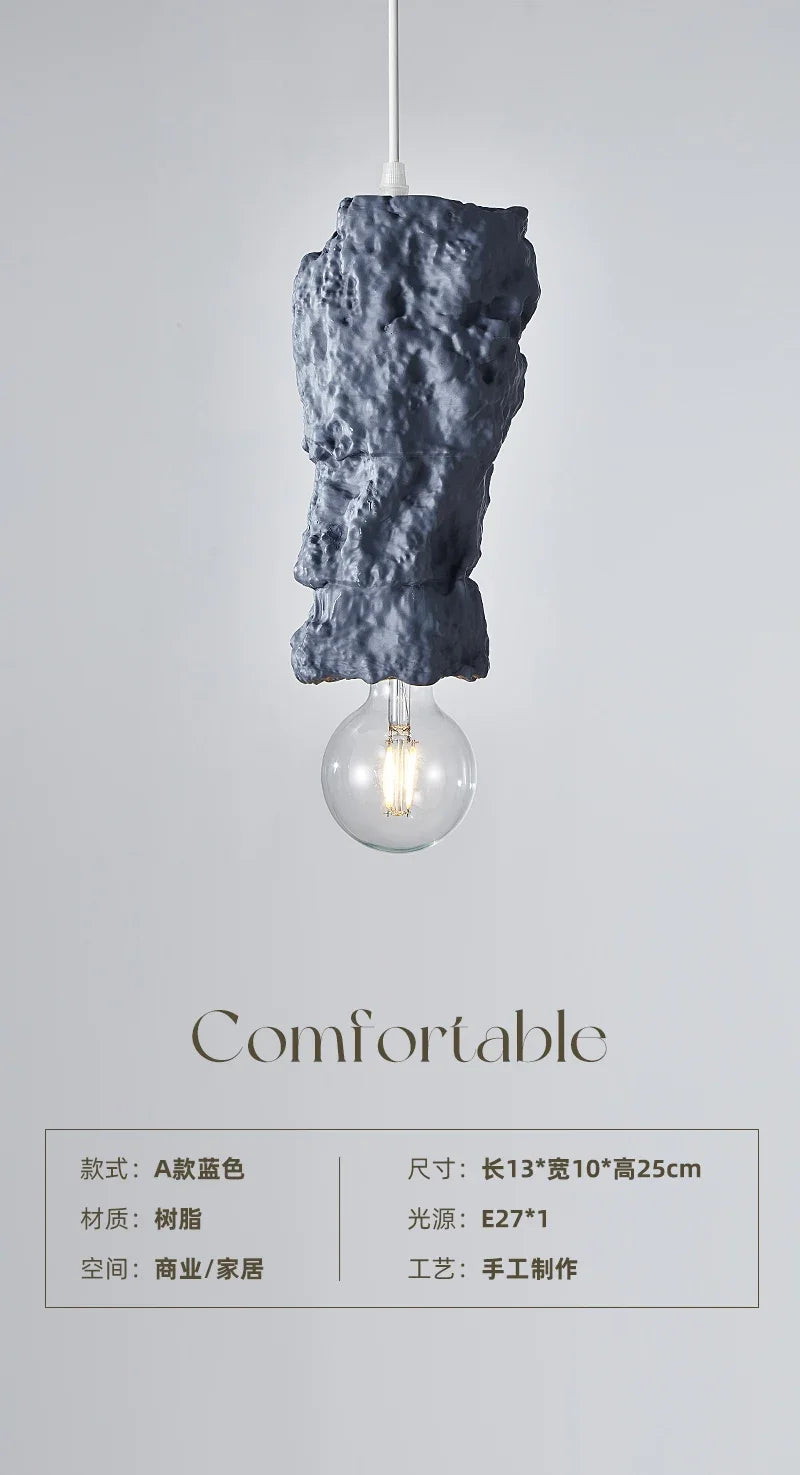 suspension en résine wabi-sabi luminaire décoratif intérieur - vue 9 sur 9