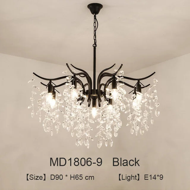 lustre nordique led en cristal de luxe décoration - vue 14 sur 14