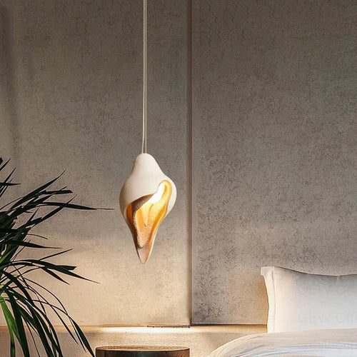 lustre moderne en plâtre design créatif conque suspension - vue 2 sur 9