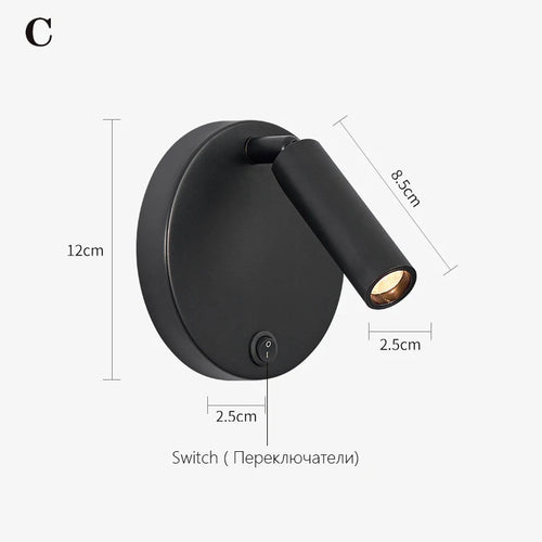 applique murale nordique avec interrupteur lampe de lecture rotative - vue 9 sur 9