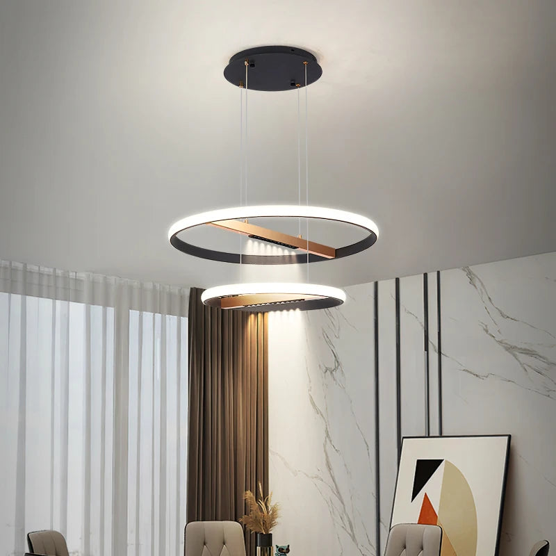 lustre moderne à anneau rond pour éclairage intérieur - vue 3 sur 11