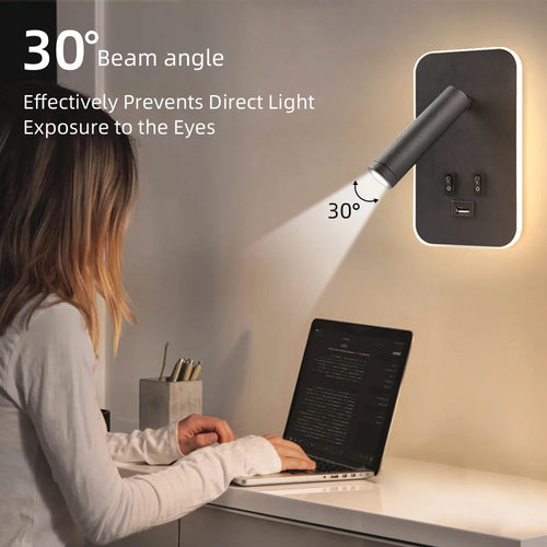 applique murale avec interrupteur et port usb rotative - vue 2 sur 6