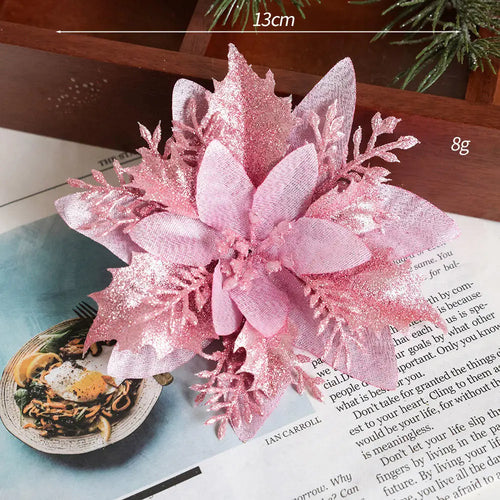 décoration suspendue fleur pailletée pour arbre de noël - vue 24 sur 34