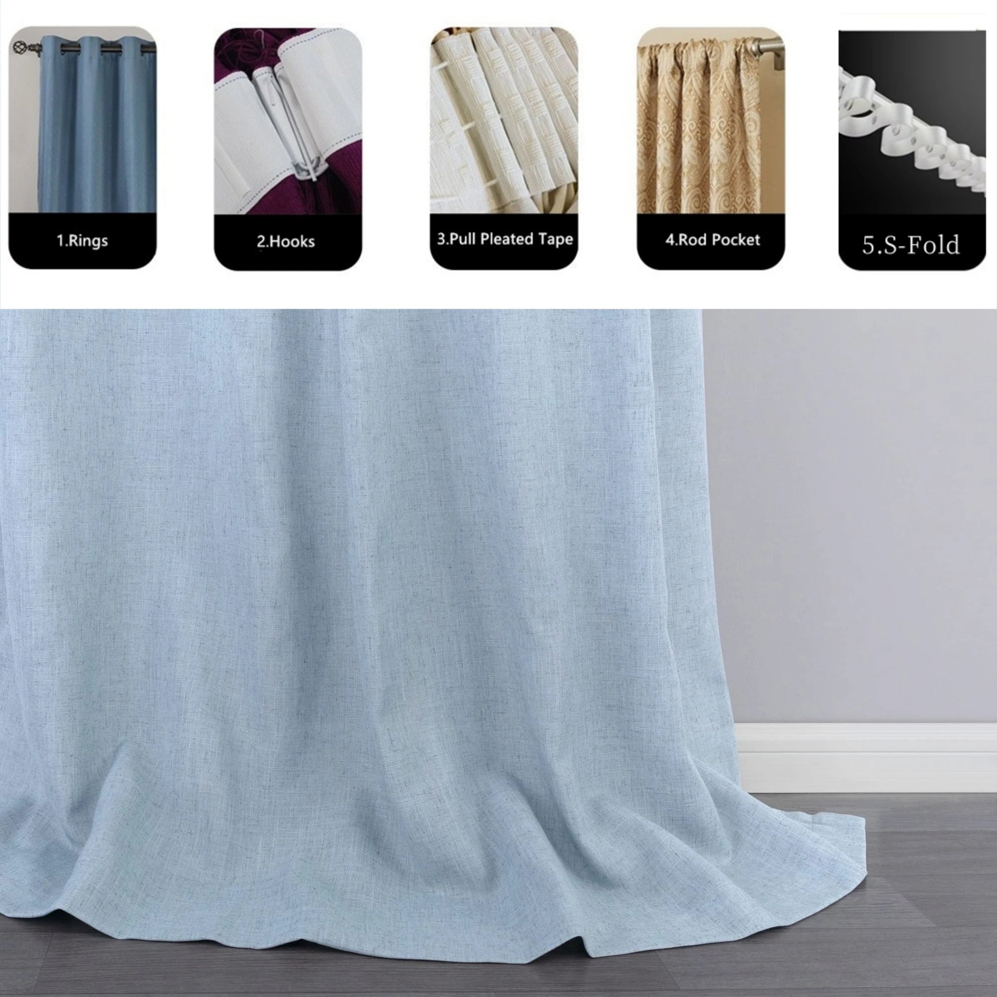 Voilage tulle imitation lin sur mesure grande hauteur - vue 5 sur 10