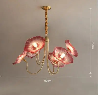 lustre moderne en verre en forme de fleur de lotus avec led - vue 9 sur 14