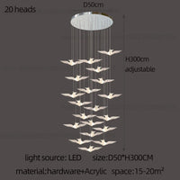 suspension LED décorative en forme d'oiseau idéale pour loft