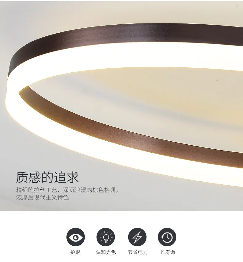 Modern LED super bright circular ceiling light in living room, Nordic restaurant light, minimalist bedroom ceiling light fixture - vue 3 sur 7