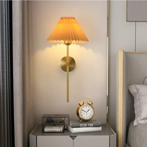 applique murale moderne plissée tissu éclairage hôtel nordique créatif - vue 5 sur 10