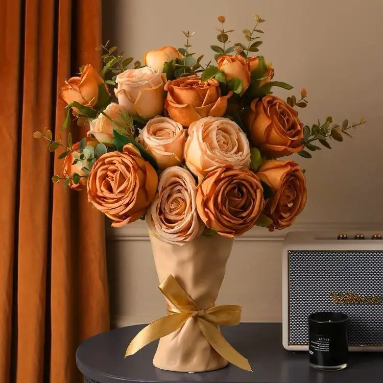bouquet de roses artificielles en soie pour décoration élégante - vue 4 sur 17