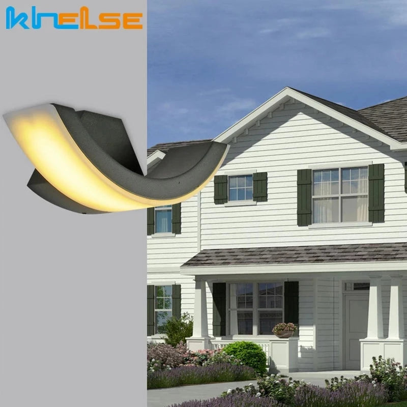 12W/18W Outdoor Garden LED Wall Lamp Balcony Aisle Engineering Villa Wall Light Porch Corridor Waterproof Arc Style Sconce Light - vue 5 sur 8