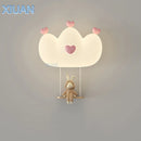 applique murale en forme de couronne rose pour filles animal veilleuse
