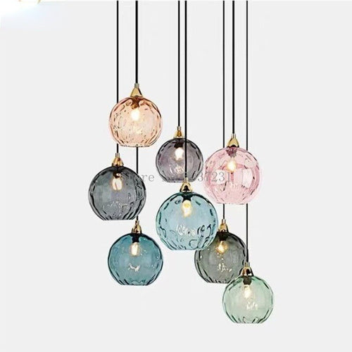 lustre verre coloré nordique moderne grain eau - vue 2 sur 29