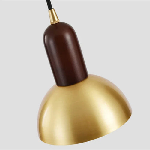 lustre minimaliste style japonais en noyer noir avec applique en laiton - vue 4 sur 8