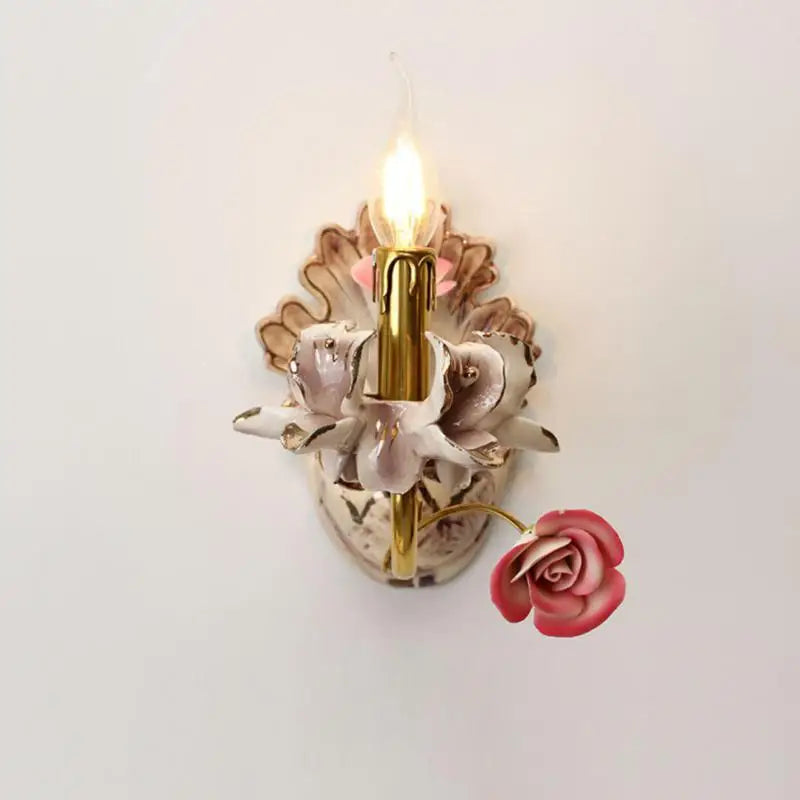 applique murale en céramique luxe style français rétro avec lumière LED - vue 2 sur 11
