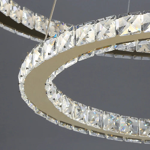 lustre led moderne en cristal doré anneau étoile boule de verre - vue 6 sur 13