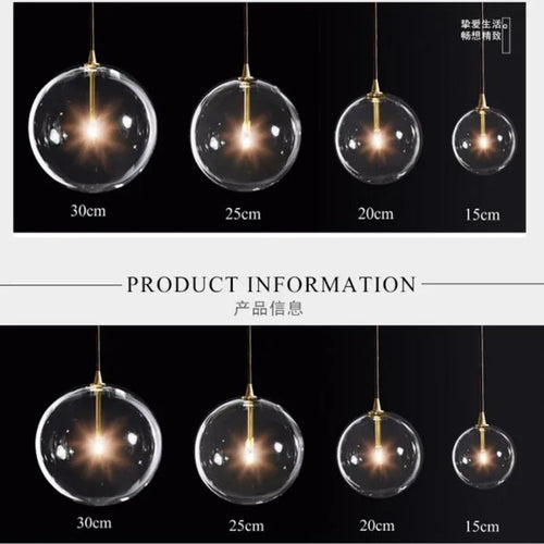lustre en verre transparent design nordique pour décoration intérieure - vue 6 sur 10