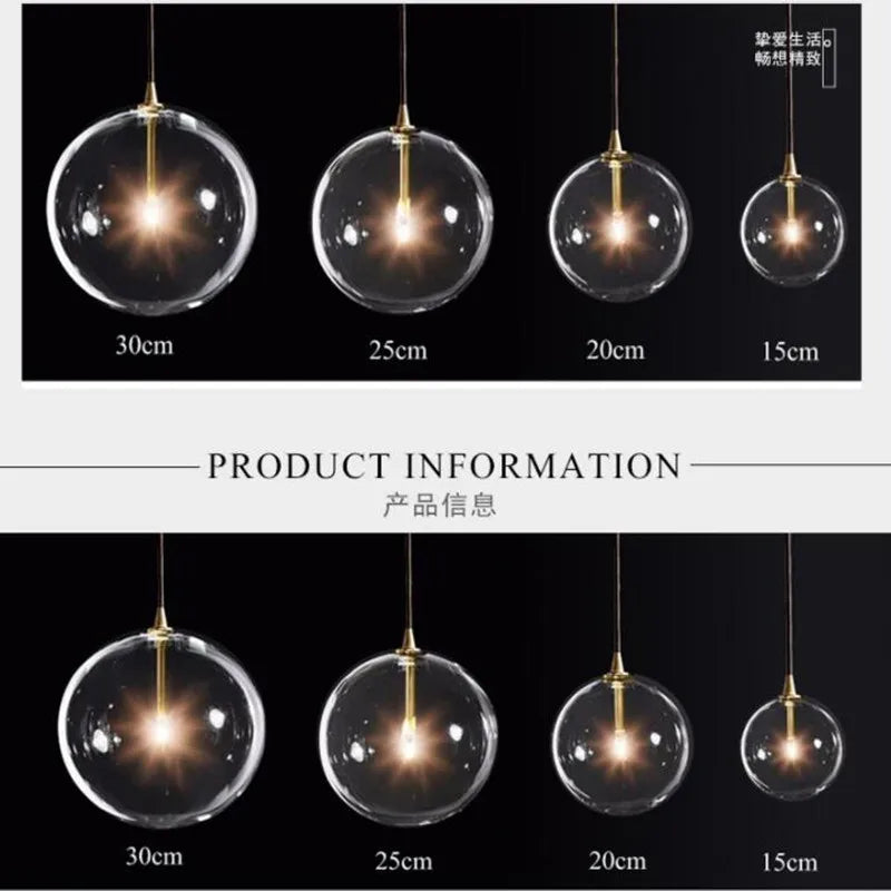 lustre en verre transparent design nordique pour décoration intérieure - vue 5 sur 10