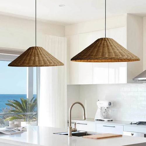 Suspension conique zen en rotin de bambou - vue 3 sur 16
