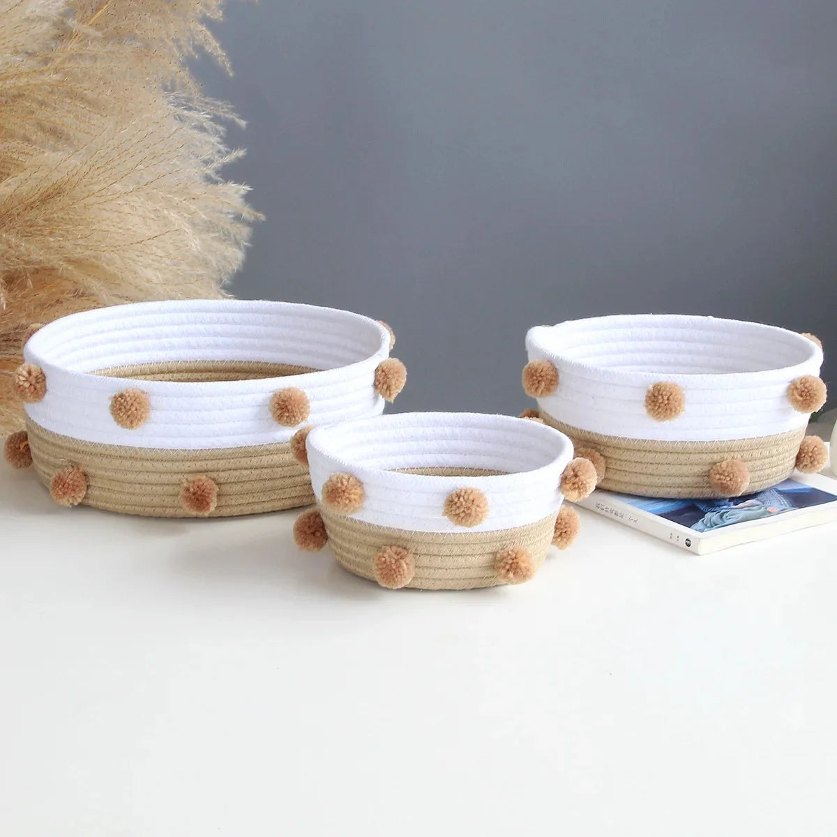 paniers de rangement en corde de coton pour organisation maison - vue 4 sur 7