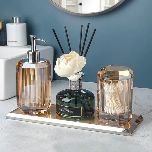 distributeur de savon en verre luxe pour salle de bain - vue 4 sur 15