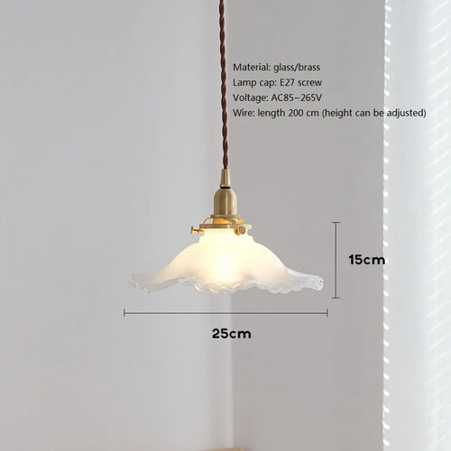 suspension en verre et laiton design nordique vintage - vue 3 sur 6